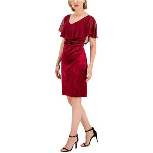 Connected Apparel Red Velvet Cocktail Dress Size 4 - Party Dress
